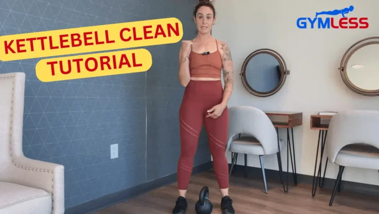 A woman demonstrating how to safely perform the kettlebell clean exercise